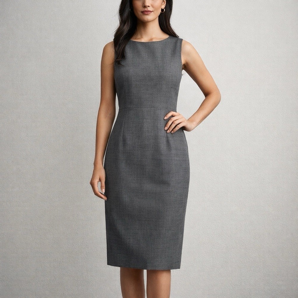 Theory Betty 2B Charcoal Gray Virgin Wool Sheath Dress Career Work Size 6 Lined